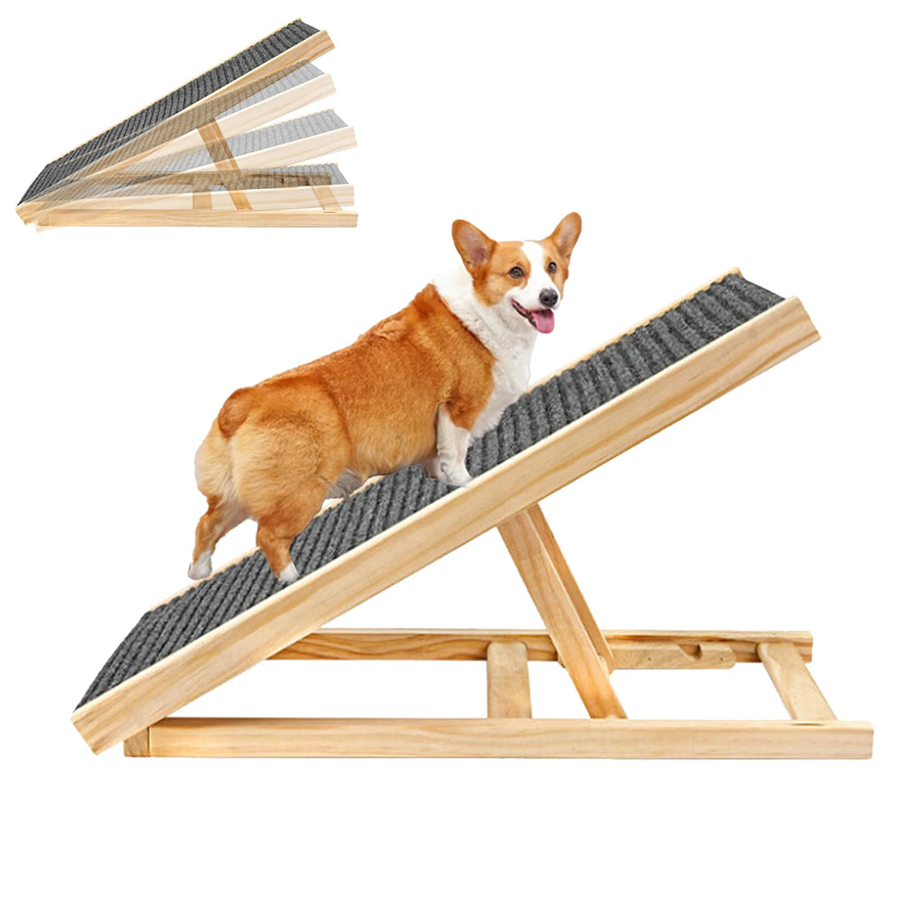 Rampe Pliable Pour Animaux De Compagnie, Réglable En Hauteur, En Bois, Avec Surface Antidérapante, Échelle De Sécurité Pour Chiens Et Chats Âgés