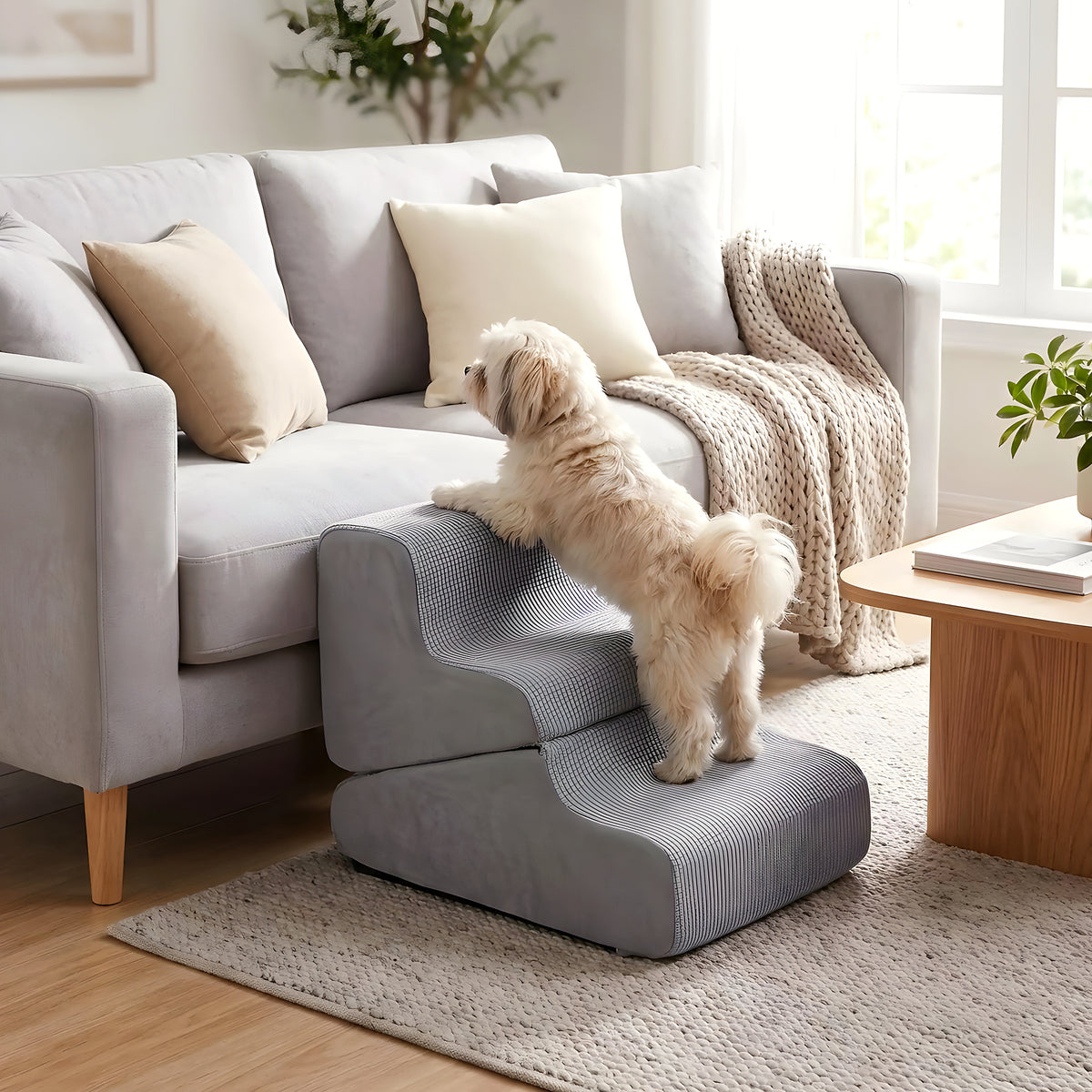 Escalier 2-en-1 pour chien, marches ou rampe douce