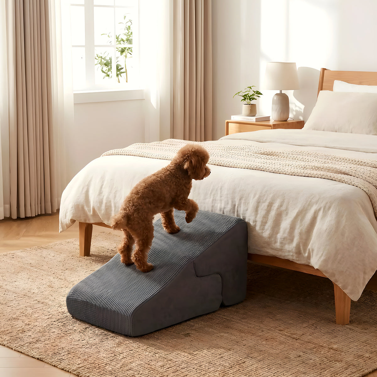 Escalier 2-en-1 pour chien, marches ou rampe douce