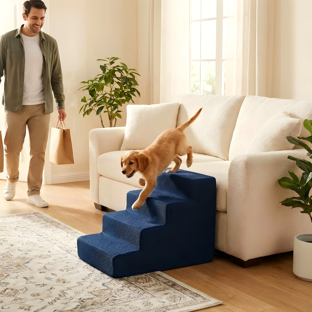 Escalier en mousse bleu marine pour chien, 3 modèles