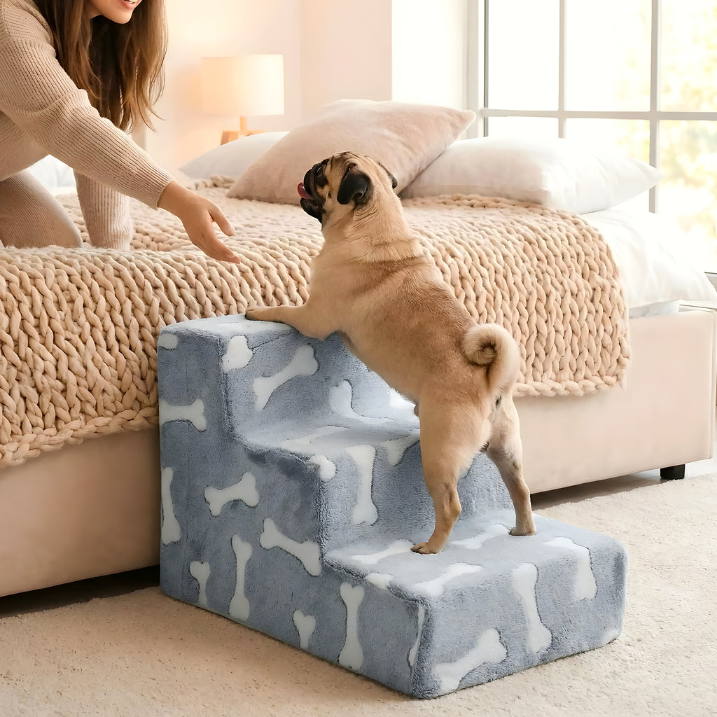 Escalier en mousse motif os pour chien, 3 modèles