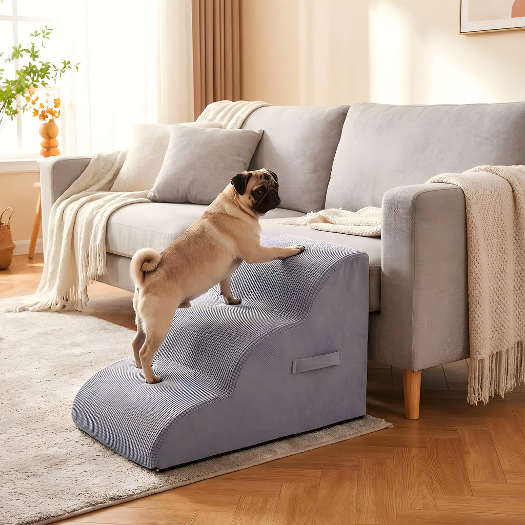 Escalier ergonomique en mousse gris clair pour chien