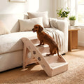 Escalier pliable 4 marches blanc crème pour chien