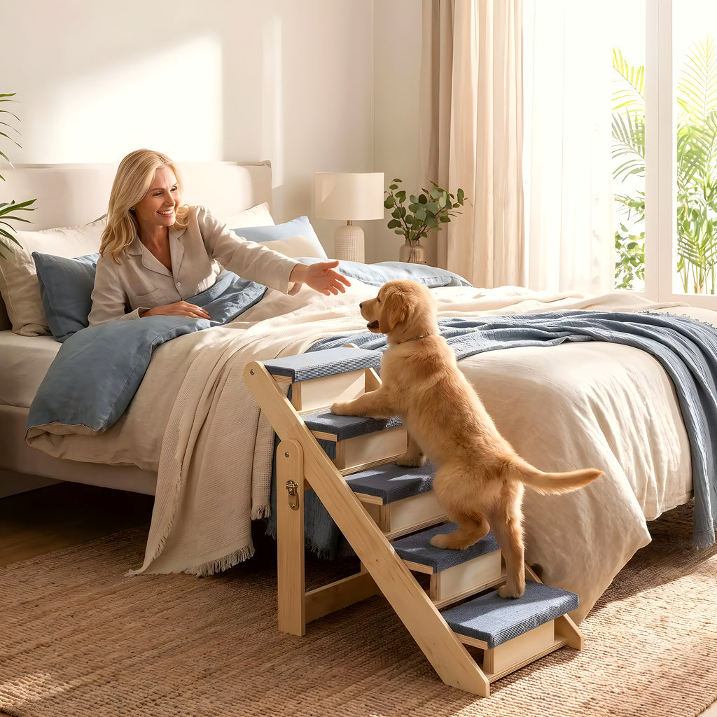 Escalier pliable en bois 5 marches pour chien