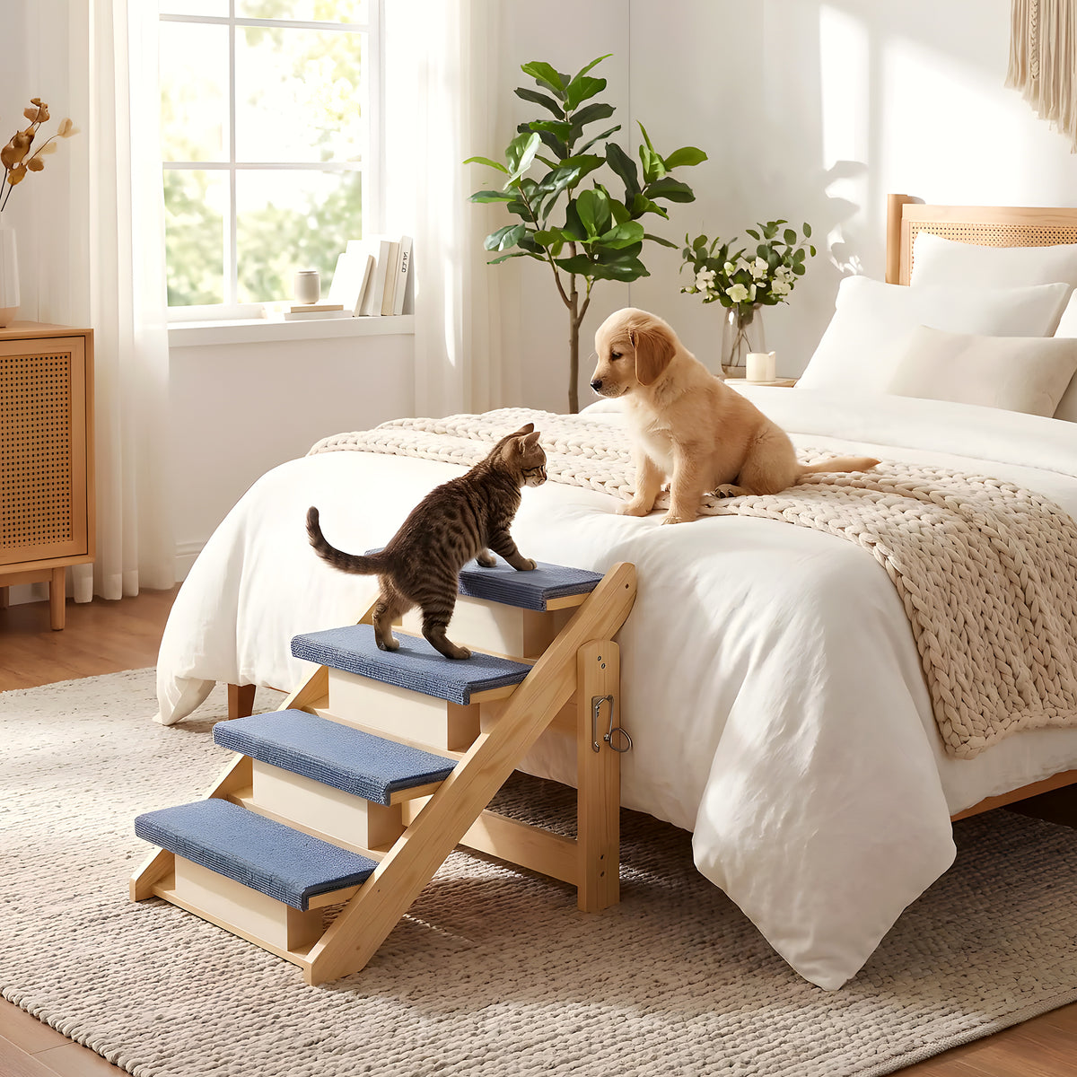 Escalier pliable en bois 5 marches pour chien