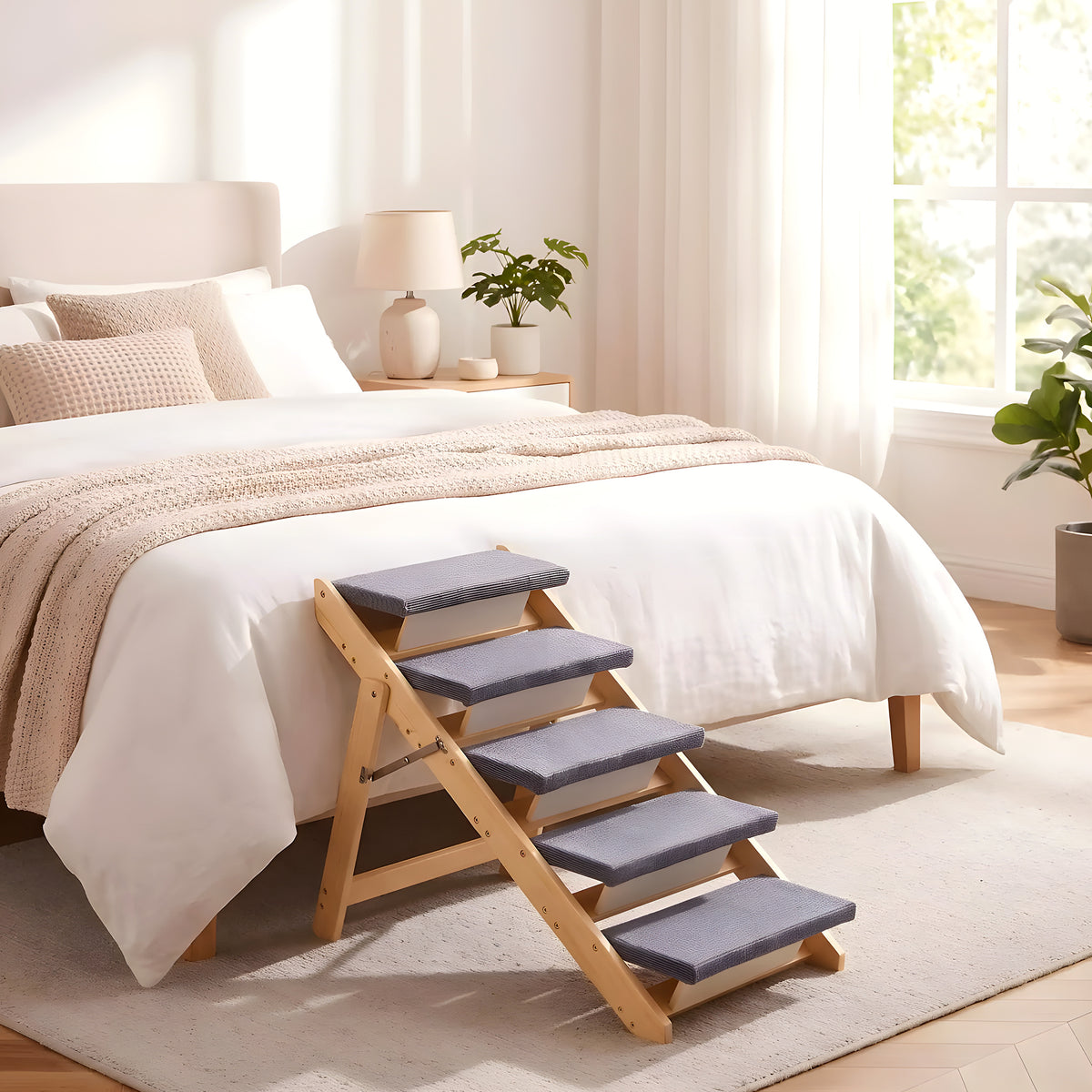 Escalier pliable en bois 5 marches pour chien