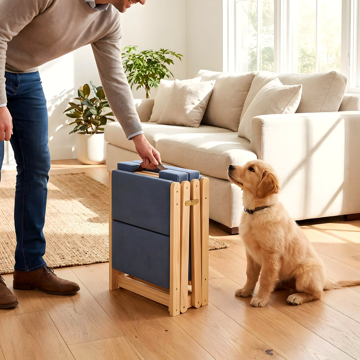 Escalier pliable en bois 5 marches pour chien