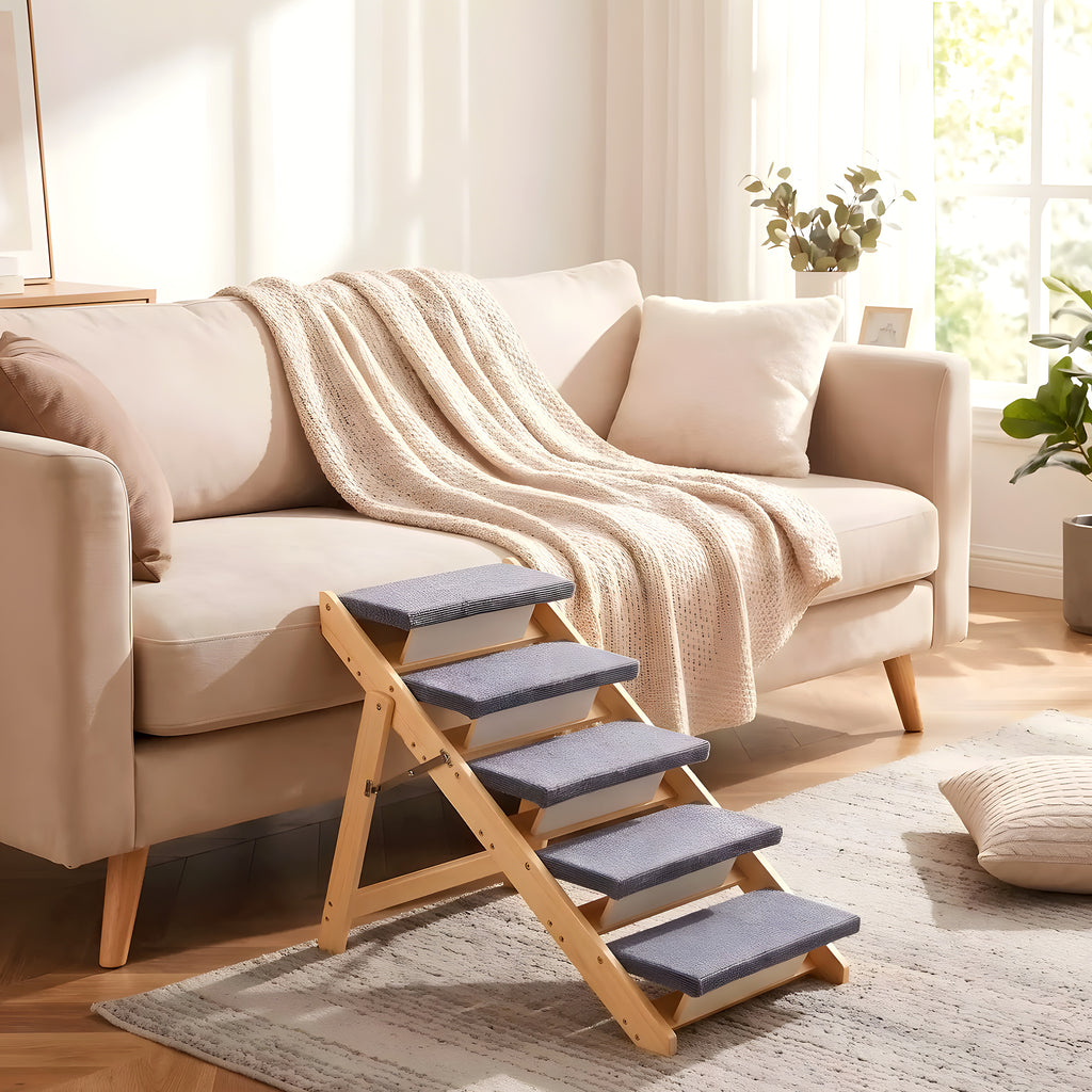 Escalier pliable en bois 5 marches pour chien