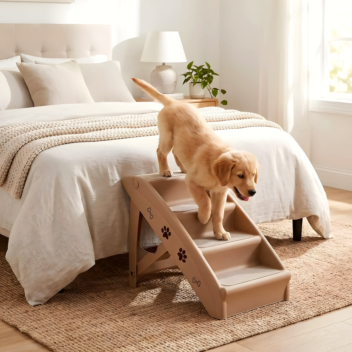 Escalier pliable sécurisé avec garde-corps pour chien