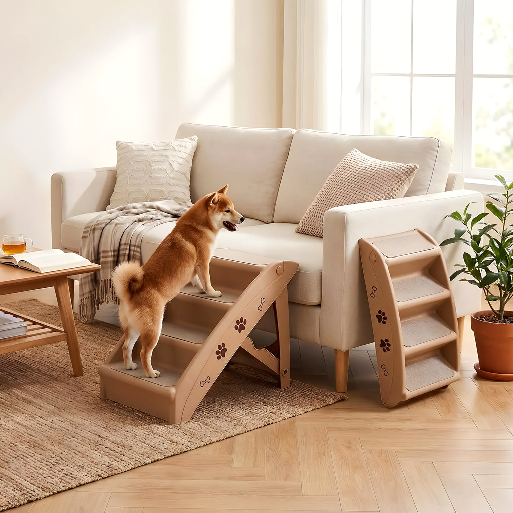Escalier pliable sécurisé avec garde-corps pour chien