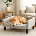 Fauteuil contemporain en velours gris clair pour chien
