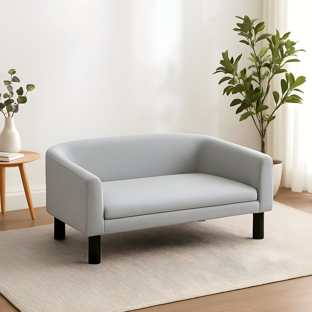 Fauteuil contemporain en velours gris clair pour chien