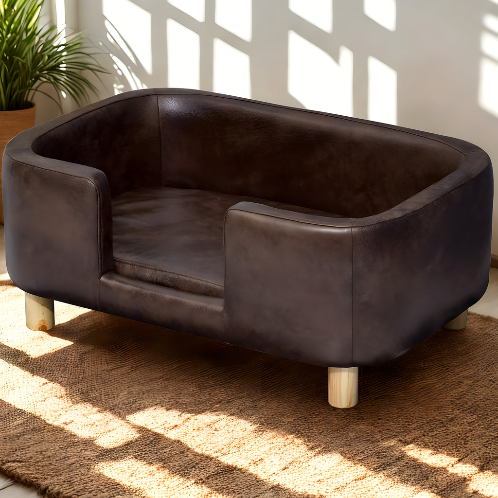 Fauteuil design en simili cuir chocolat pour petit chien