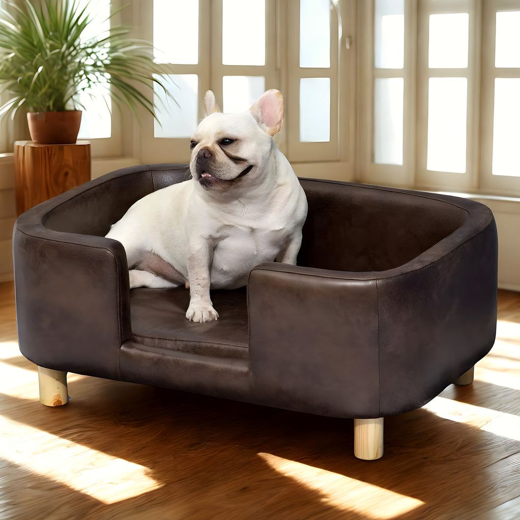 Fauteuil design en simili cuir chocolat pour petit chien