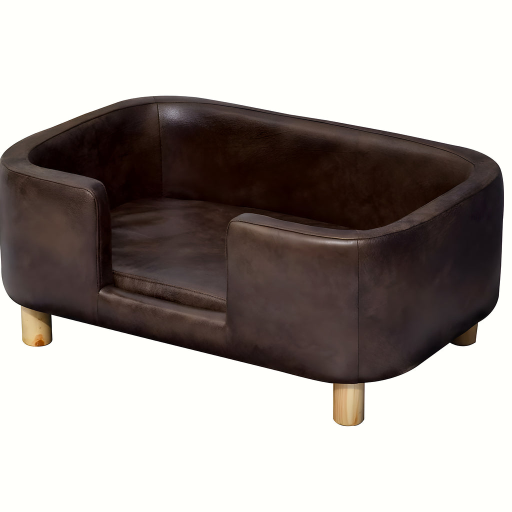 Fauteuil design en simili cuir chocolat pour petit chien