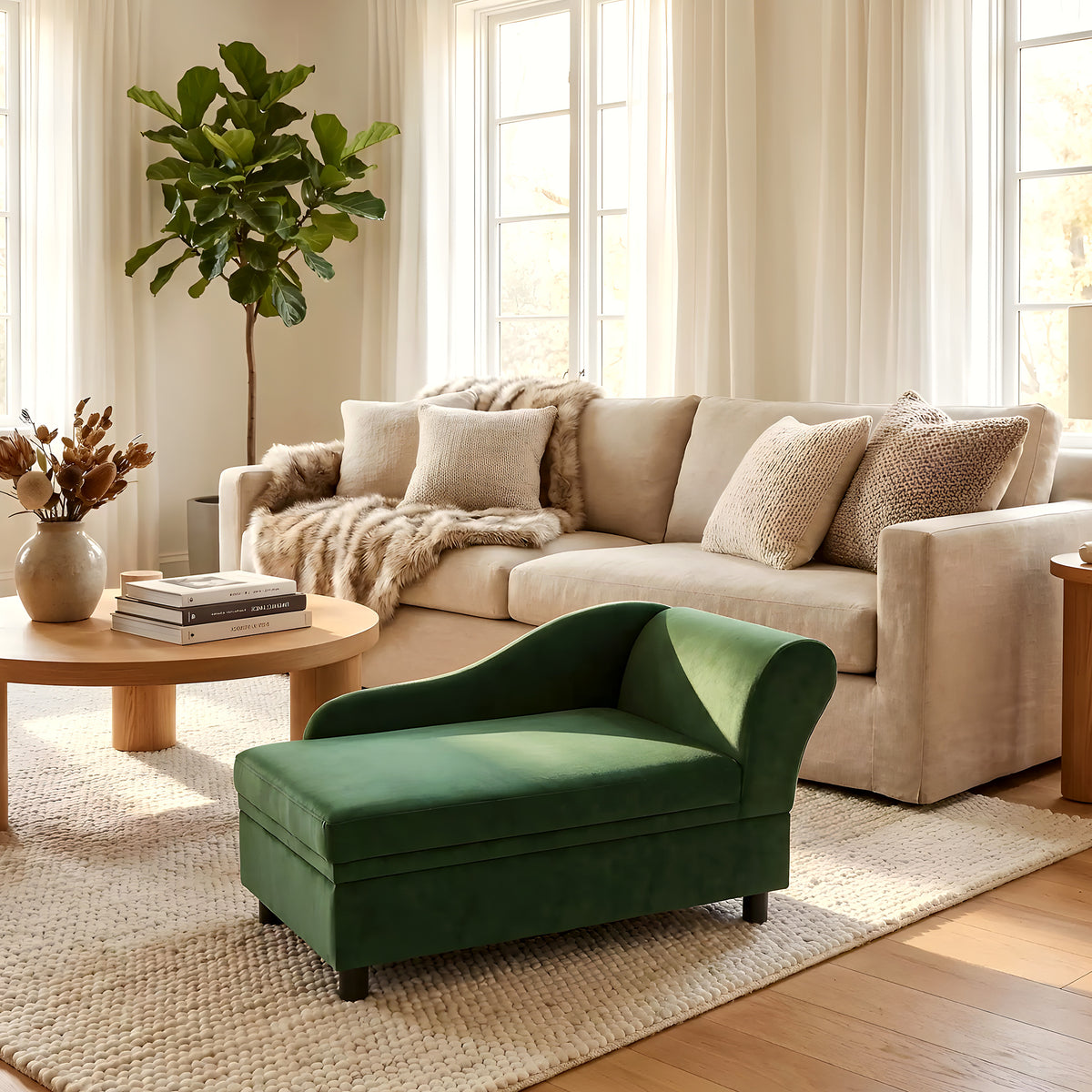 Fauteuil enveloppant vert olive en velours pour petit chien
