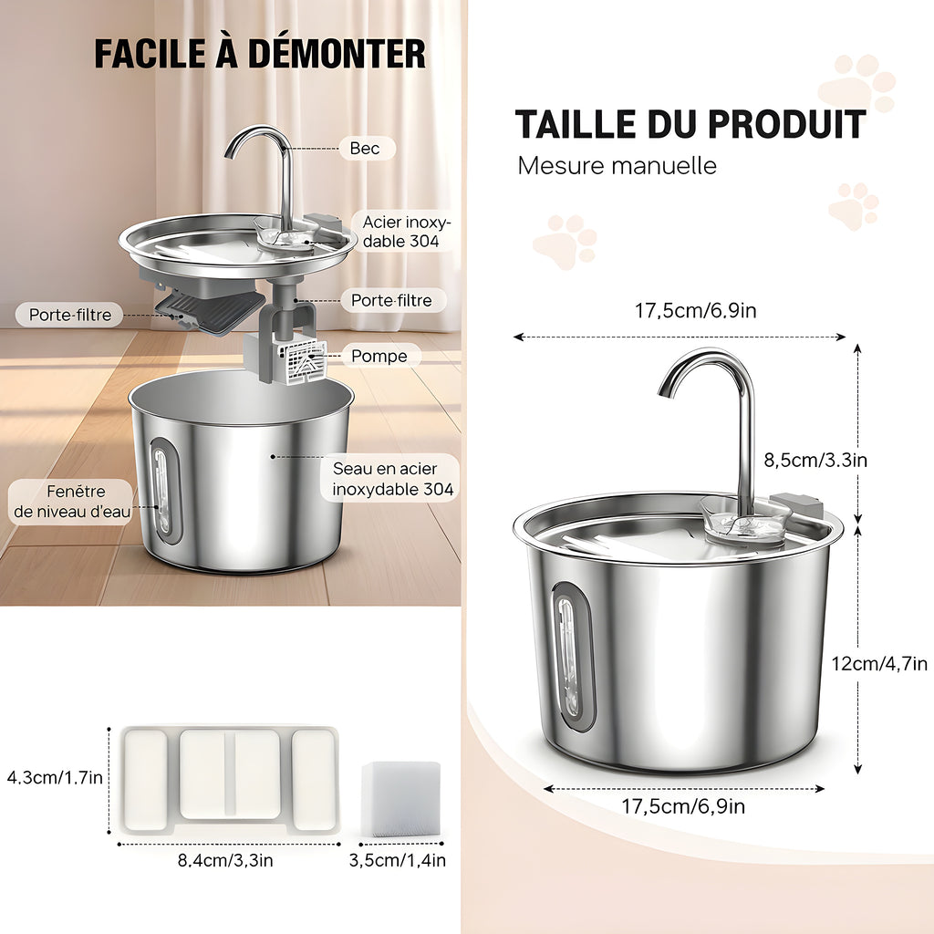 Fontaine à eau inox 2,2L