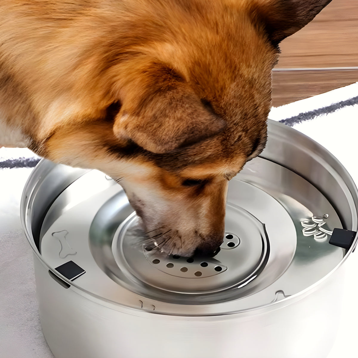 Gamelle d'eau anti-éclaboussures en inox pour chien, 1 ou 3 L