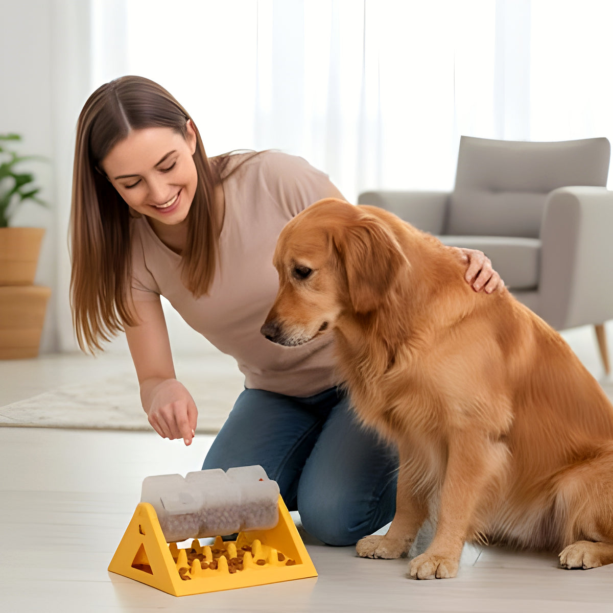 Gamelle-jouet anti-glouton démontable pour chien