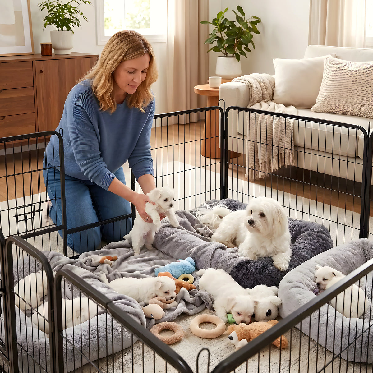 Grand enclos modulable 16 panneaux pour chiot