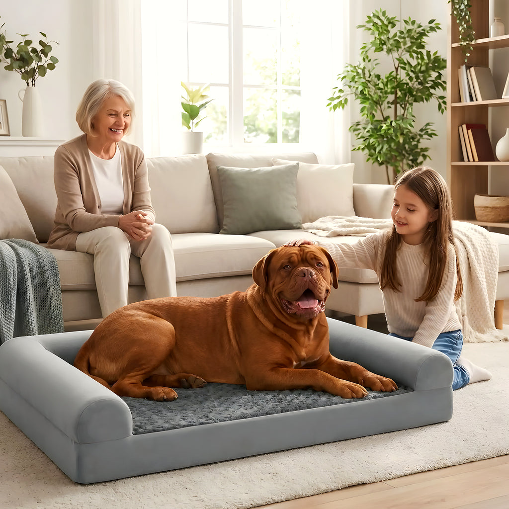 Grand lit orthopédique XXL en velours pour chien jusqu'à 68 kg