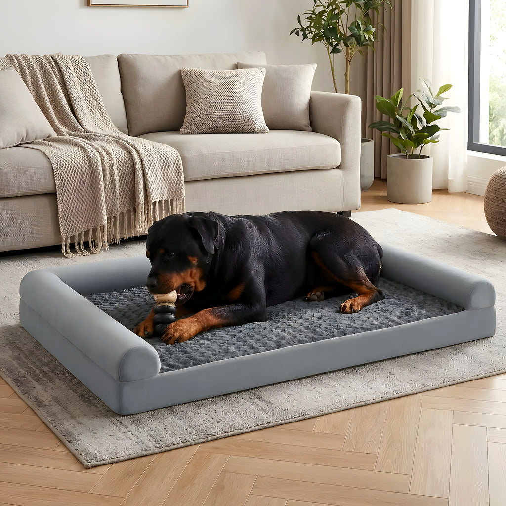 Grand lit orthopédique XXL en velours pour chien jusqu'à 68 kg