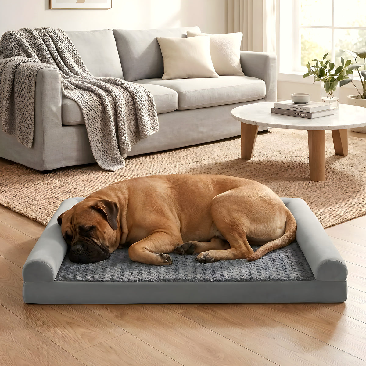 Grand lit orthopédique XXL en velours pour chien jusqu'à 68 kg