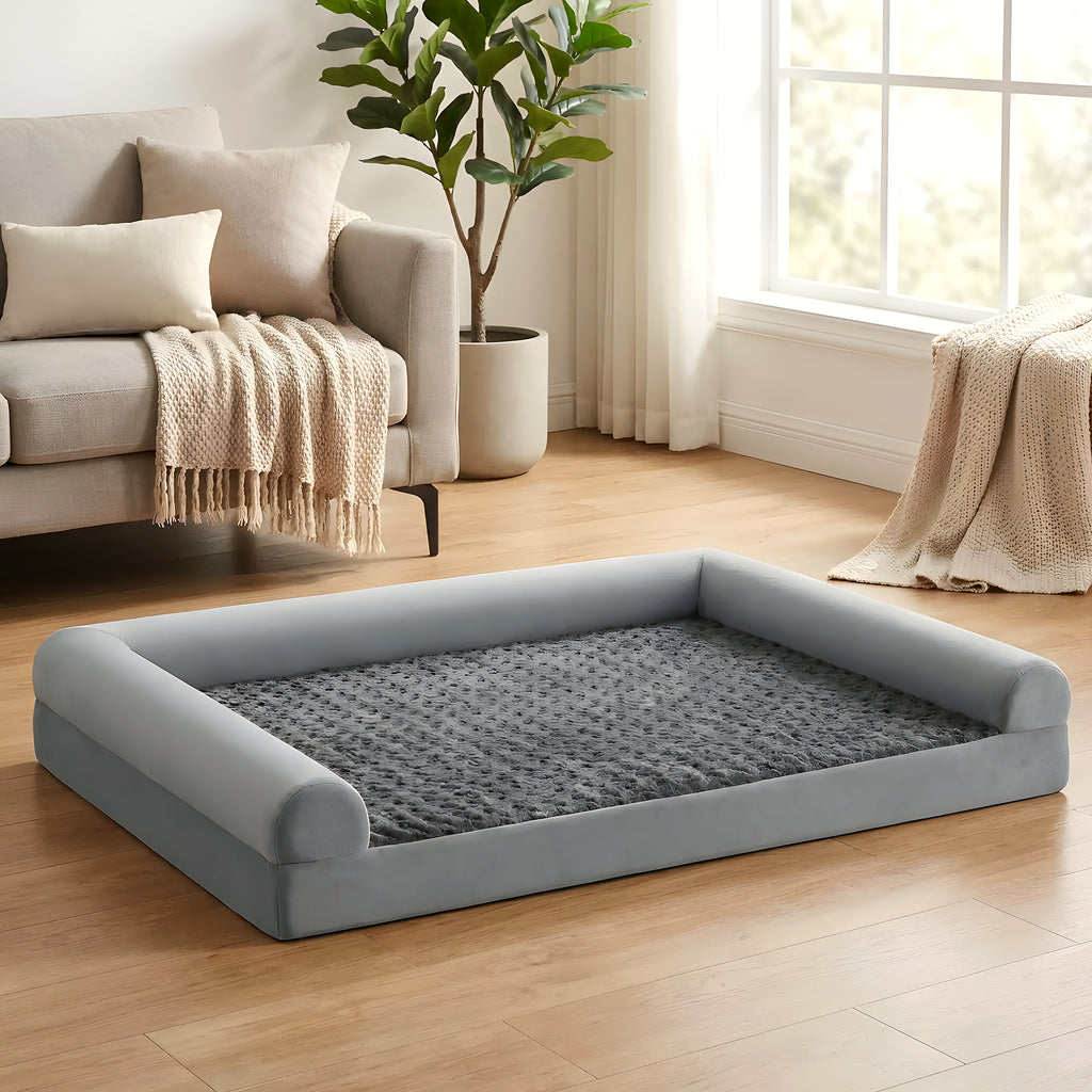 Grand lit orthopédique XXL en velours pour chien jusqu'à 68 kg