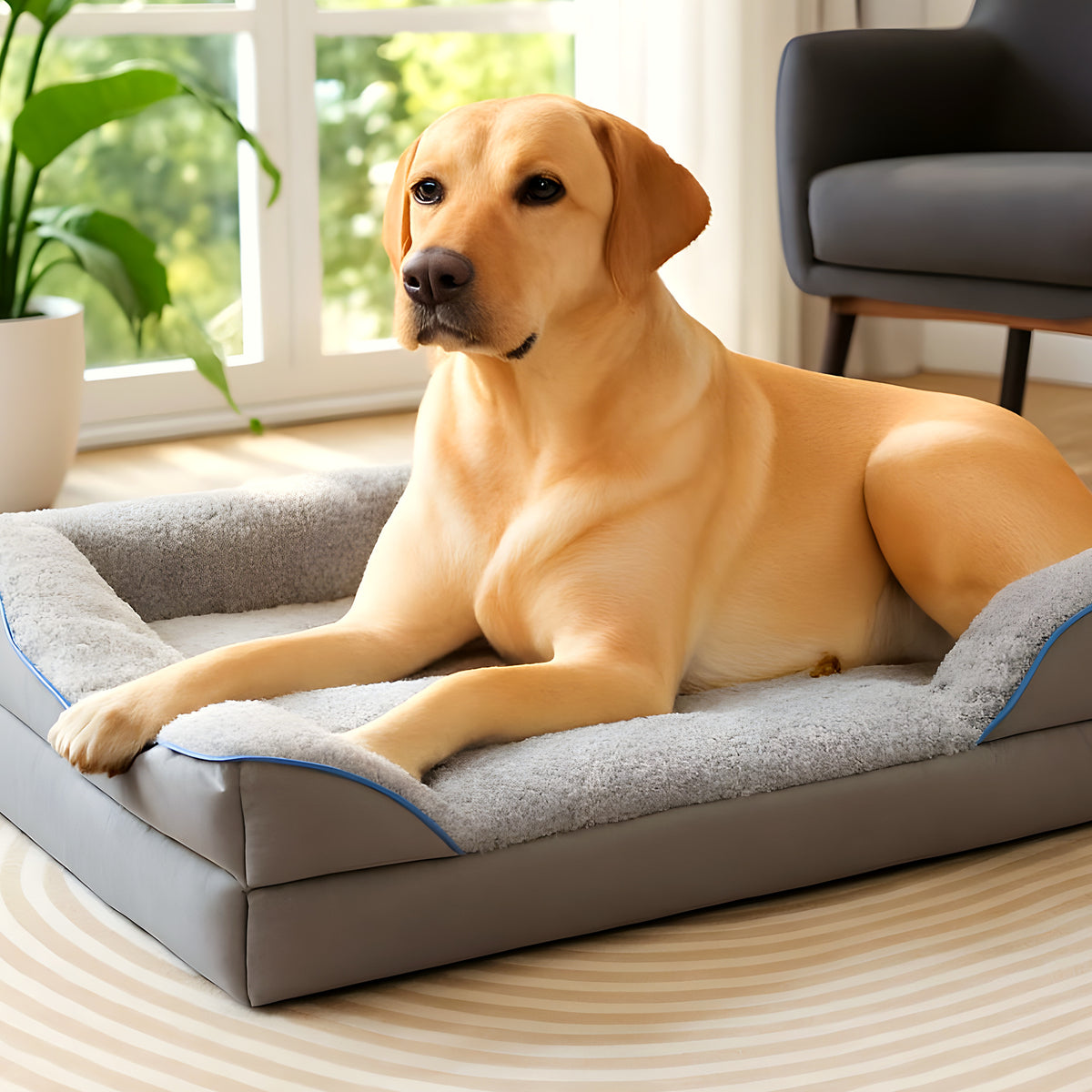 Grand panier orthopédique certifié OEKO-TEX pour chien