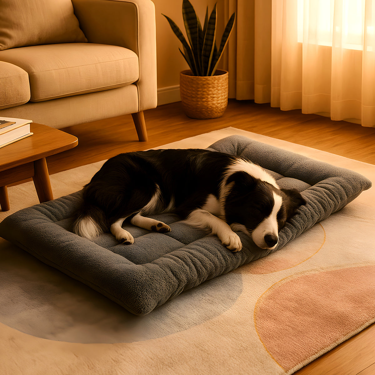 Grand tapis matelas gris 120 x 60 cm pour chien