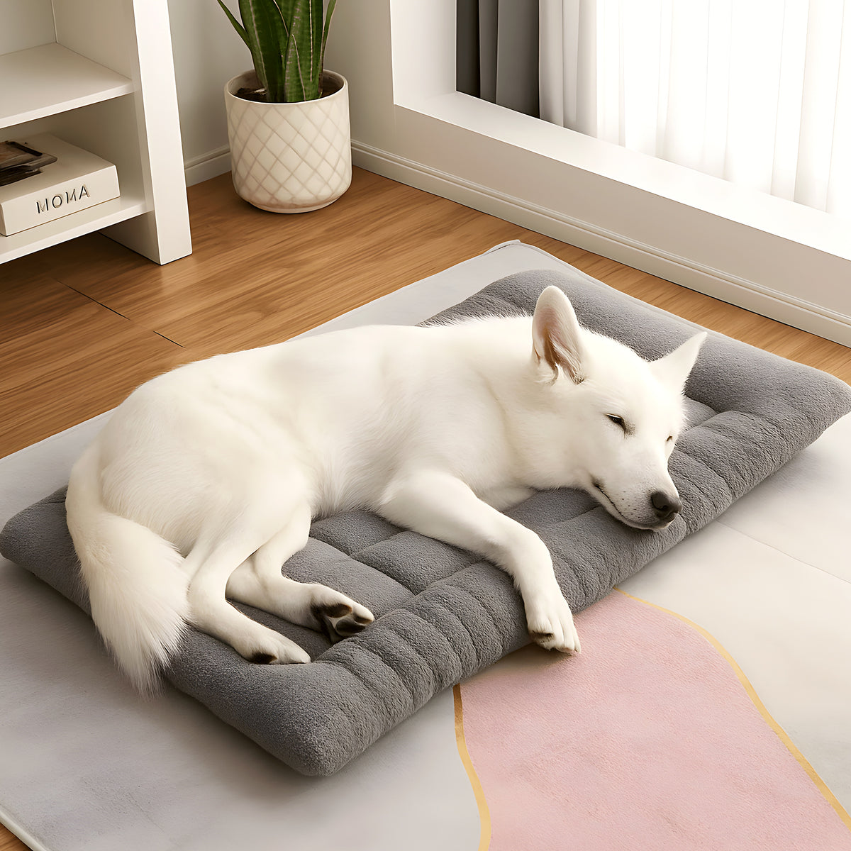 Grand tapis matelas gris 120 x 60 cm pour chien