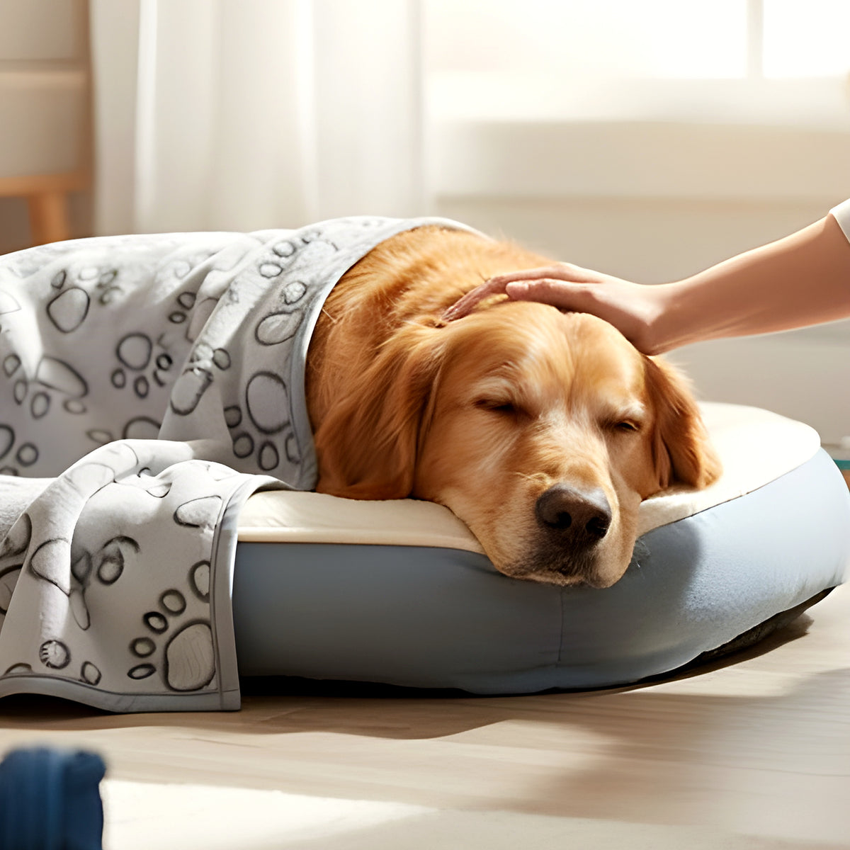 Grande couverture polaire motif pattes pour chien