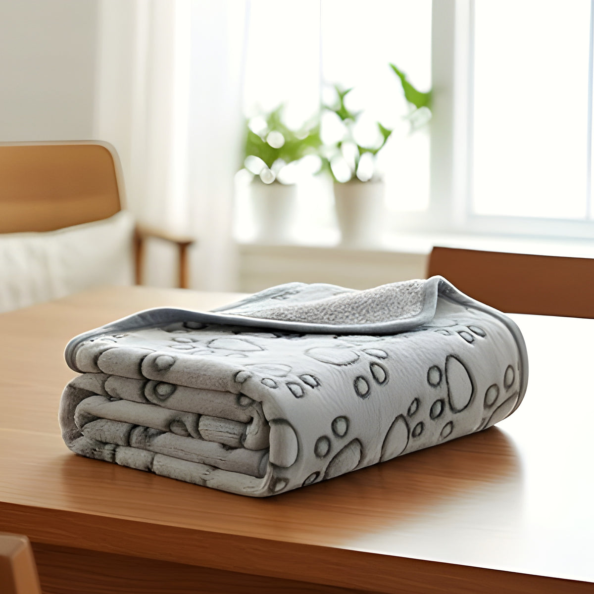 Grande couverture polaire motif pattes pour chien