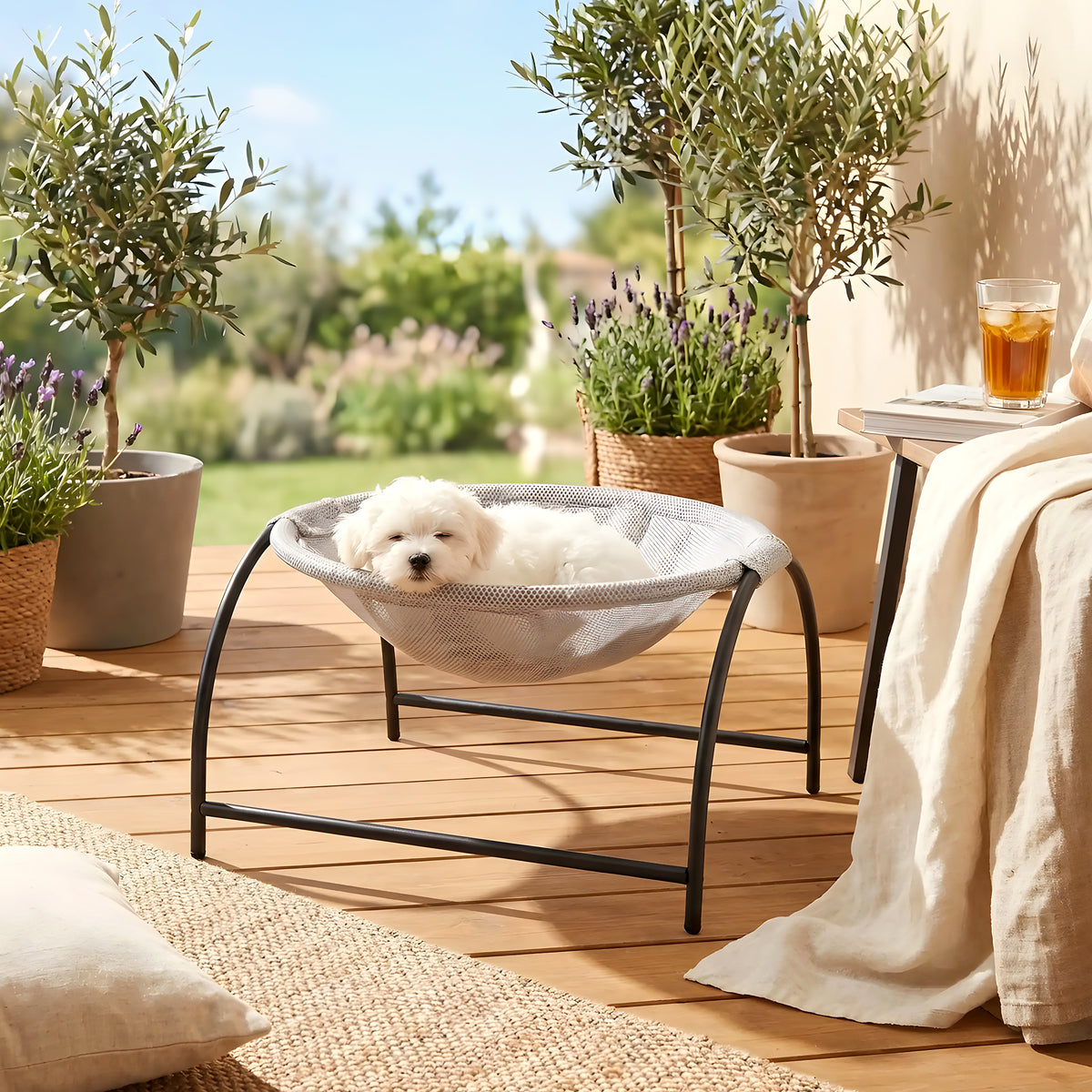 Hamac surélevé en tissu corail pour mini chien
