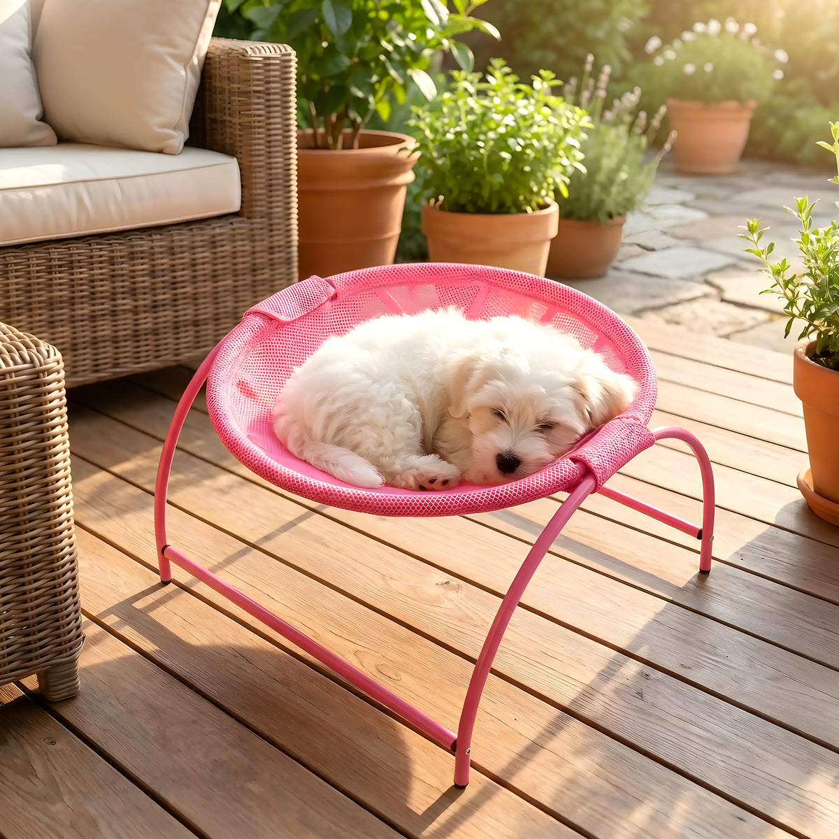 Hamac surélevé en tissu corail pour mini chien