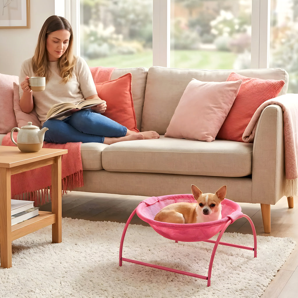 Hamac surélevé en tissu corail pour mini chien