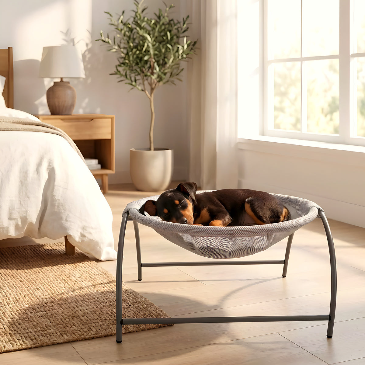 Hamac surélevé en tissu corail pour mini chien