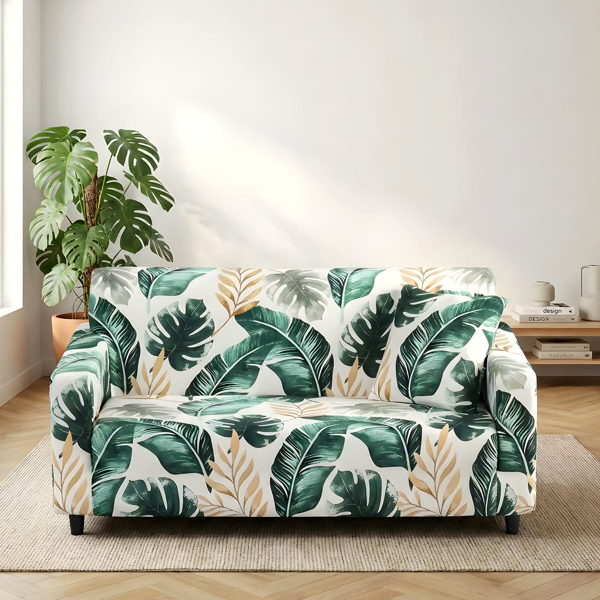 Housse de canapé élastique motif floral ou feuille