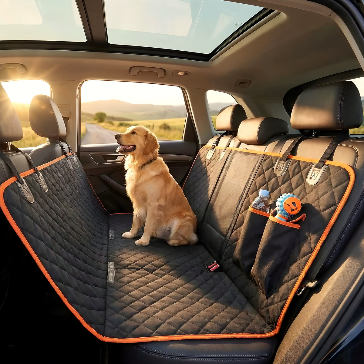 Housse de protection de siège auto avec ceinture pour chien