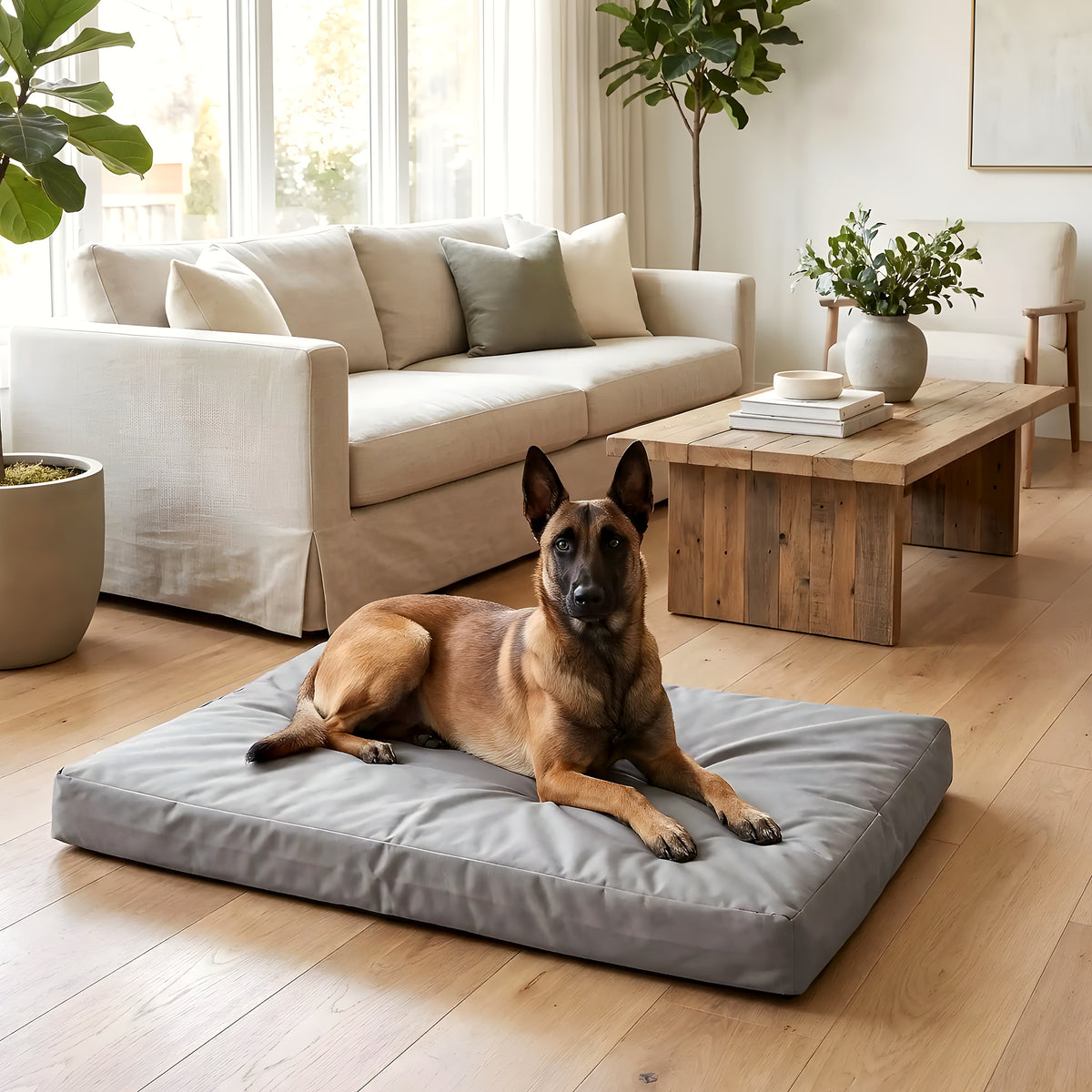 Housse imperméable grise pour coussin de chien, 5 tailles