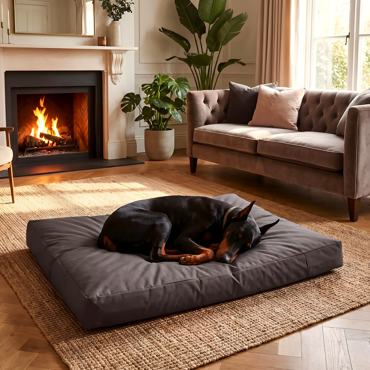Housse imperméable marron pour coussin de chien, 5 tailles