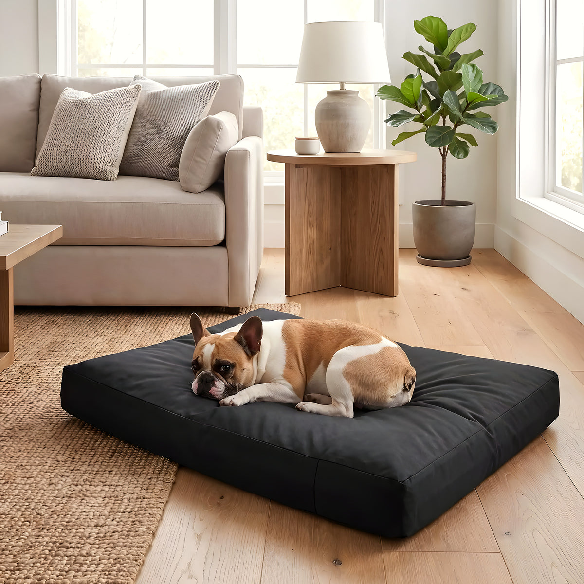 Housse imperméable noire pour coussin de chien, 5 tailles