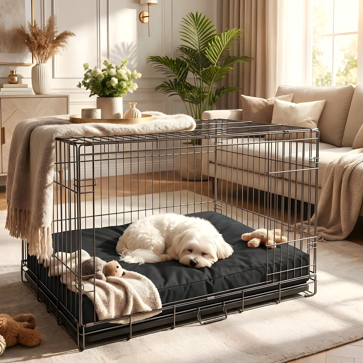 Housse imperméable noire pour coussin de chien, 5 tailles