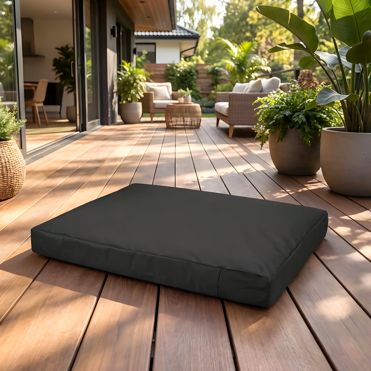 Housse imperméable noire pour coussin de chien, 5 tailles