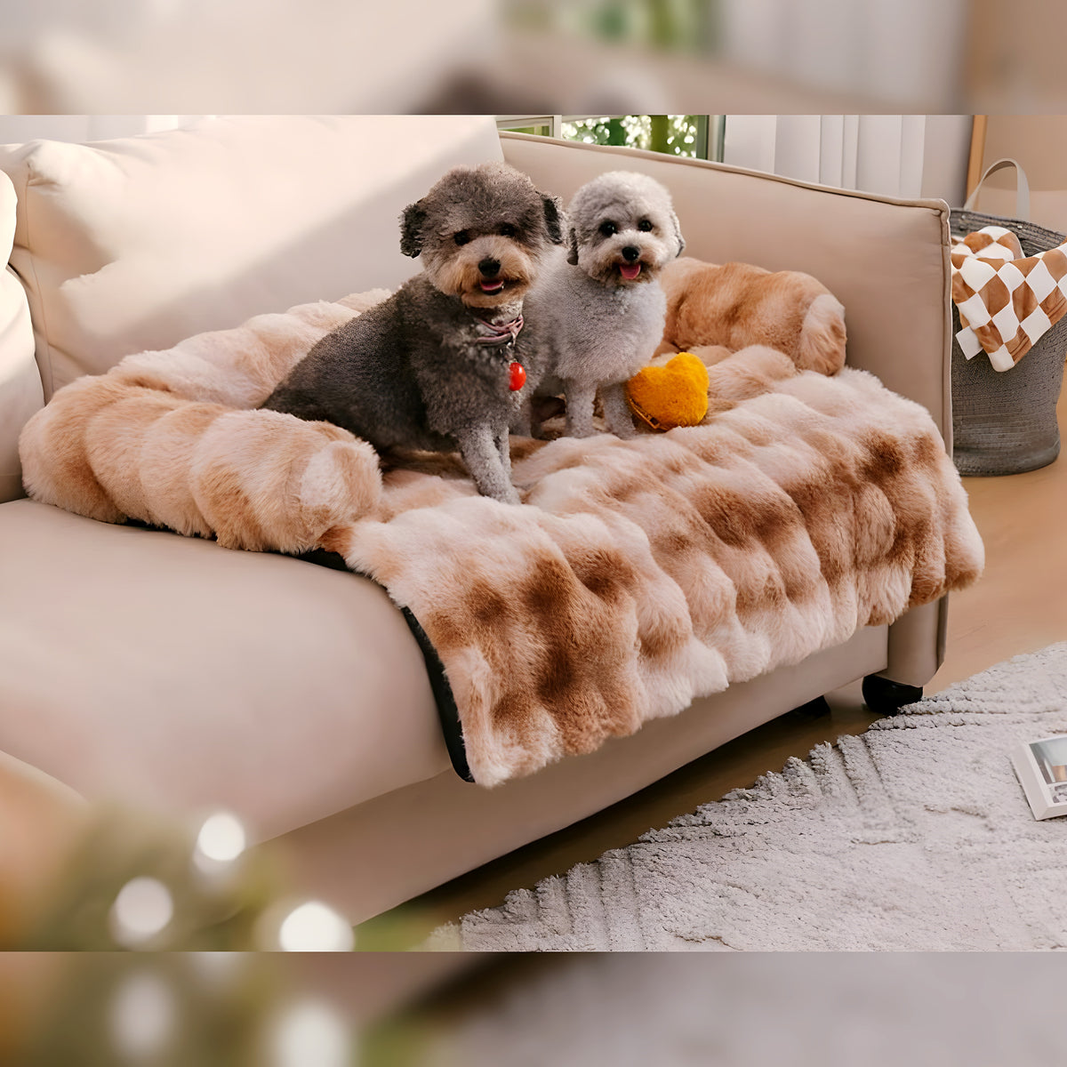 Housse lit pour canapé avec traversin en U pour chien