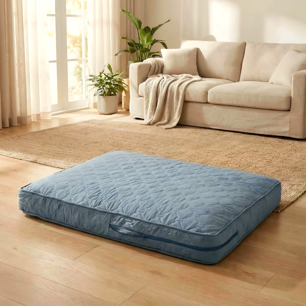 Housse matelassée imperméable en lin pour coussin de chien