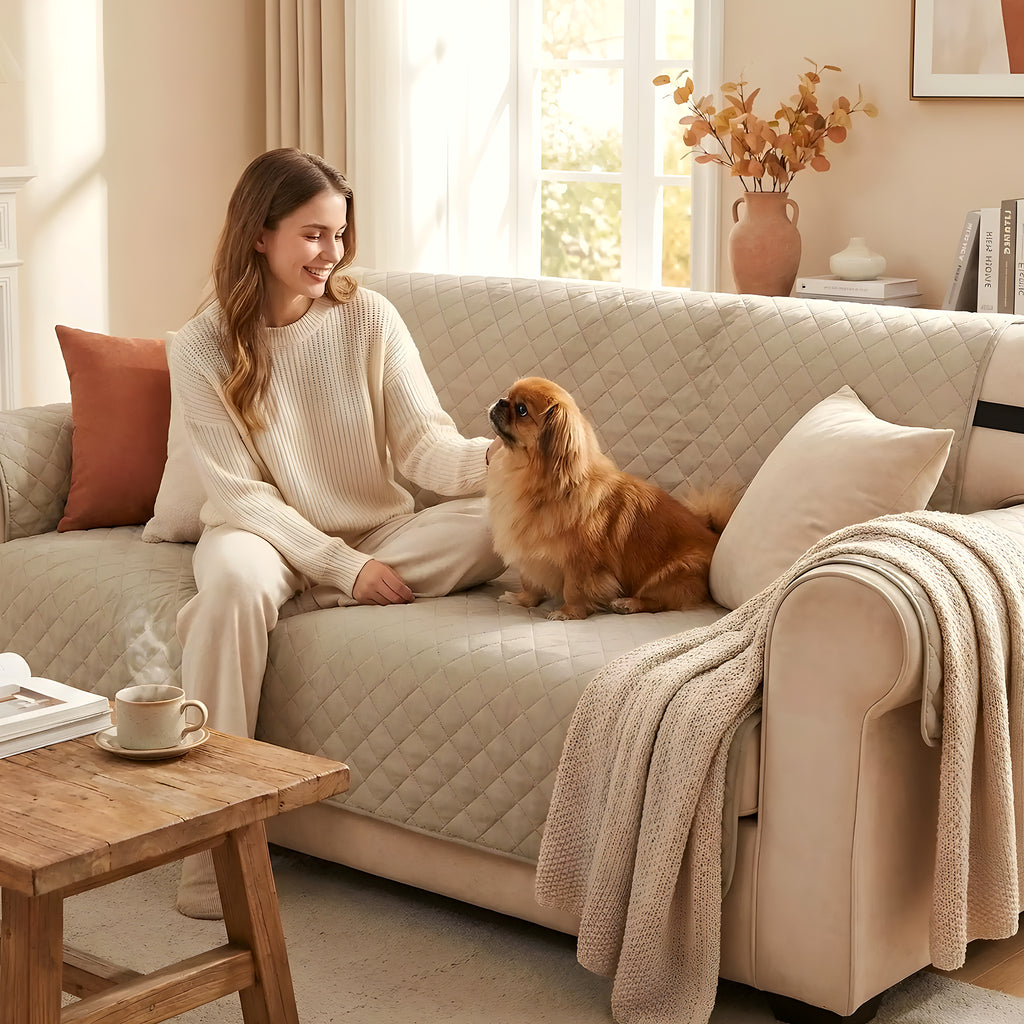 Housse protège-canapé imperméable noire, beige ou grise