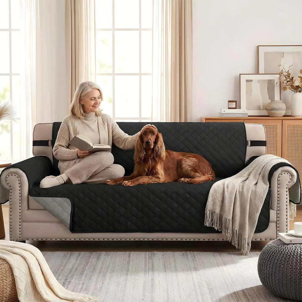 Housse protège-canapé imperméable noire, beige ou grise