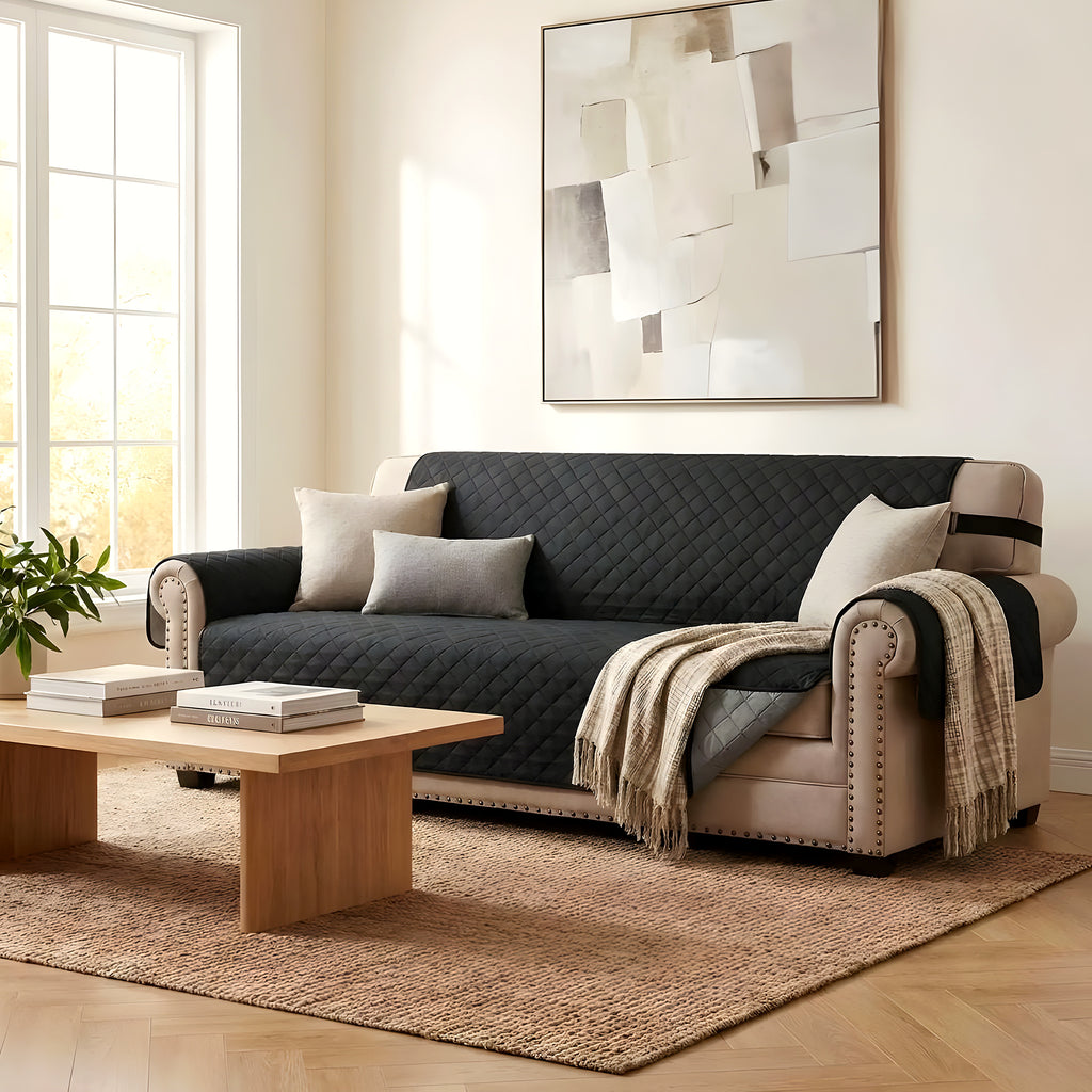Housse protège-canapé imperméable noire, beige ou grise