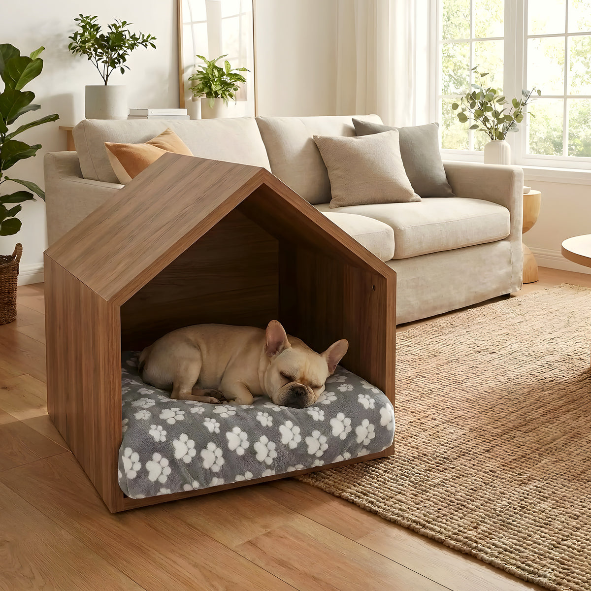 Housse universelle élastique motif pattes pour lit de chien